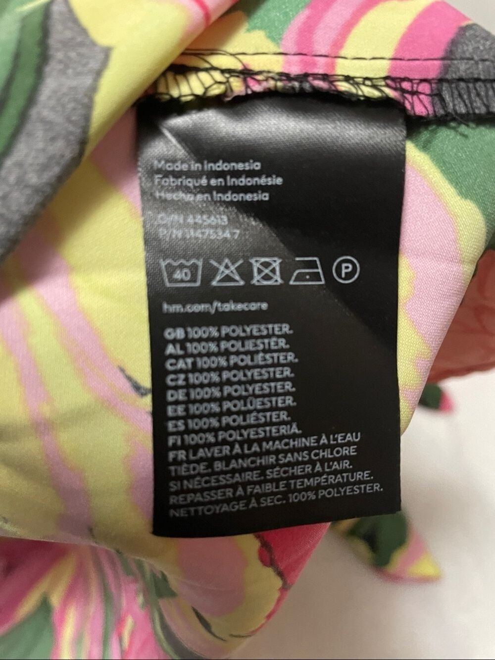 H&M Pink, Yellow & Green Tropical Wrap Mini Dress XS - Picture 5 of 6